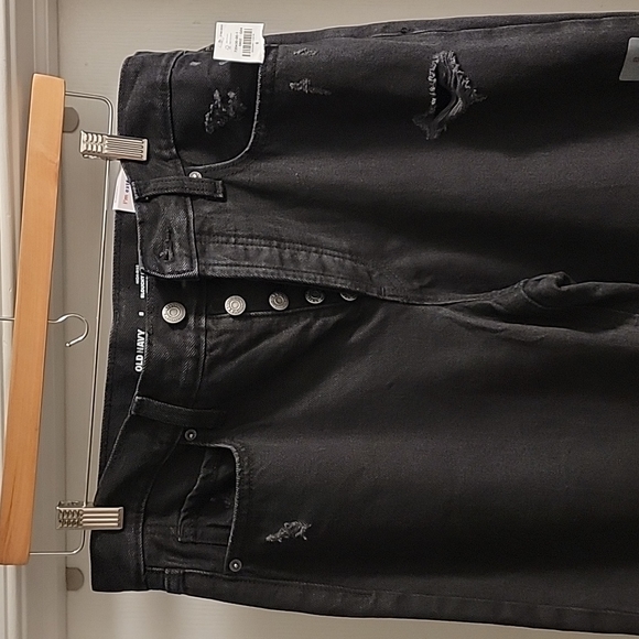 Old navy high rise slouchy straight black denim pants for women! - Picture 2 of 6
